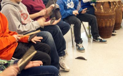 Anatomy of Rhythm
Ian Gendreau met with Old Hammondtown School students to teach them about music native to Ghana, Africa. Photo by Eric Tripoli
