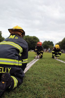 10th Annual Fairhaven Fire Muster
A team of five of Mattapoisett firefighters represented the department on Sunday, August 25, during the 10th Annual Fairhaven Fire Muster at Livesey Park in Fairhaven. The team took third place overall, first place in the dry hose competition, second in the wet hose competition, and second in the “mystery” event – axe throwing. Photos by Jean Perry
