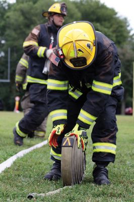 10th Annual Fairhaven Fire Muster
A team of five of Mattapoisett firefighters represented the department on Sunday, August 25, during the 10th Annual Fairhaven Fire Muster at Livesey Park in Fairhaven. The team took third place overall, first place in the dry hose competition, second in the wet hose competition, and second in the “mystery” event – axe throwing. Photos by Jean Perry
