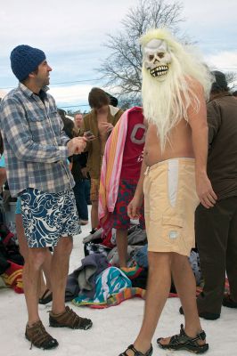 New Year Plunge
On January 1, 2013, Mattapoisett Town Beach played host to a New Year’s polar plunge fundraiser.  The event, which attracted over 400 people, raised money to benefit BAM Foundation, Inc., a New Bedford non-profit which donates money to South Coast families dealing with members who have cancer.  The Huggins family of Mattapoisett received such a donation while husband and father, William, was in treatment for cancer in his colon and liver.  Photo by Eric Tripoli
