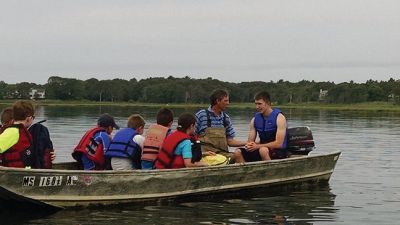 Nature Explorers
MattRec and the Marion Natural History Museum partnered for the second year to provide "Nature Explorers" summer program. The students explored several different locations around Mattapoisett this year.  We visited Land Trust property off Mattapoisett Neck Road and Bob Field gave us a tour of his Oyster farming operation. We visited salt marshes, went crabbing, netted many fish at Reservation beach, Aucoot Beach, and Ned's Point.   Photo courtesy Elizabeth Leidhold  
