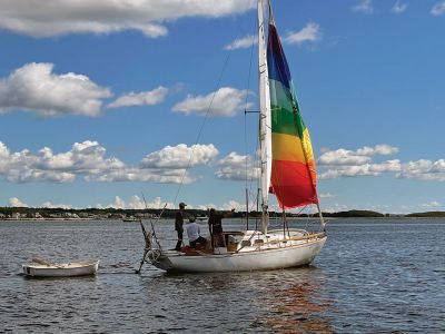 Cooper Newton
On September 3, family and friends crowded the wharf in support of Mattapoisett resident Cooper Newton as he departed for Anguilla. Newton restored the 27-foot Bristol sailboat over many months. He hopes to reach his destination in time for the August 1-8 race week. Photo courtesy of Jamie McIntosh
