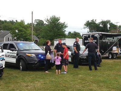 National Night Out Against Crime
Tuesday, August 2, was the annual National Night Out Against Crime on the school grounds of Old Rochester Regional. The Mattapoisett, Marion, and Rochester Police Departments were joined by the Tri-Town Fire and EMS Departments, Marion Harbormaster, and Marion Recreation. The event aims to help prevent drug abuse and encourage camaraderie between citizens and first responders. Photos by Andrea Ray
