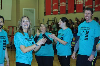 OHBBall 4100
In a close game, the Old Hammondtown School students outplayed the Old H teachers 41-40 during the annual students vs. teachers basketball game Friday night. The game was held at the ORR gymnasium and bleachers were packed with families and supporters. Photos by Jean Perry
