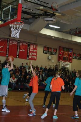 OHBBall 4219
In a close game, the Old Hammondtown School students outplayed the Old H teachers 41-40 during the annual students vs. teachers basketball game Friday night. The game was held at the ORR gymnasium and bleachers were packed with families and supporters. Photos by Jean Perry
