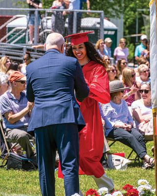 ORR Class of 2021
Saturday’s commencement exercises at Old Rochester Regional High School saw 188 members of the Class of 2021 graduate, and they and their families heard speeches from Valedictorian Katelyn Luong and Class President Bess Pierre, along with words from keynote members of the district and school administration. Cary Humphrey, who is leaving the ORR School Committee after a decade of service including his role as chairperson, handed out diplomas. Photos by Ryan Feeney
