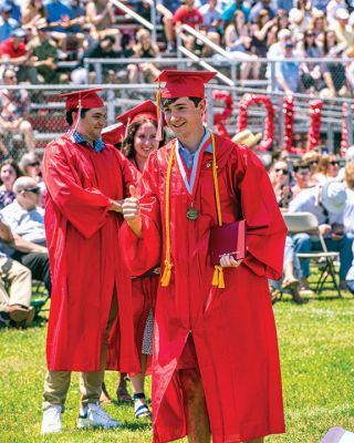 ORR Class of 2021
Saturday’s commencement exercises at Old Rochester Regional High School saw 188 members of the Class of 2021 graduate, and they and their families heard speeches from Valedictorian Katelyn Luong and Class President Bess Pierre, along with words from keynote members of the district and school administration. Cary Humphrey, who is leaving the ORR School Committee after a decade of service including his role as chairperson, handed out diplomas. Photos by Ryan Feeney
