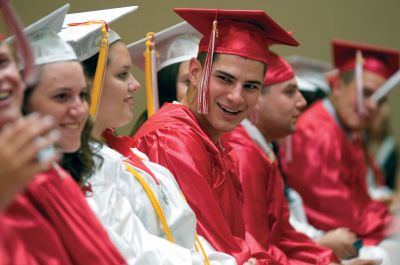 ORR Graduation
There was much pomp and circumstance when the Class of 2010 graduated from Old Rochester Regional High School on June 5, 2010. Despite the rain, the students smiled as they greeted their future of possibilities. Speakers included National Honor Society president Kelsey Jean Frink and Valedictorian Jean Smith. Photo by Felix Perez. 
