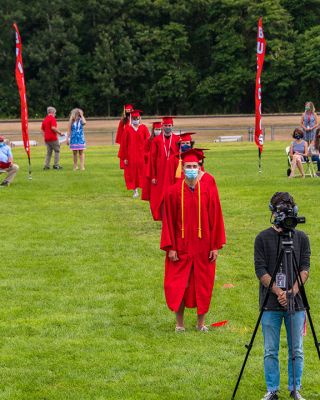 ORR Class of 2020
Old Rochester’s graduating class tosses their Graduation Caps in the air to celebrate graduating during the ceremony held on August 8, 2020. Photo by Ryan Feeney
