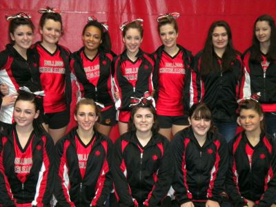 Cheerleader Champs
The ORRHS cheerleaders placed first in their division at the SCC Southeast League competition. They and will be competing in SCC Regionals on March 4, 2012 at Dartmouth High School. Back Row L-R:  Taylor Fien, Aja Duff, Alexis Stampley, Christina Sebastiao, Heather Nadeau, Victoria Medeiros and Shelby Cunningham. Front Row L-R: Brittany Brzezinski, Sam Allaire, Mattie Boyle, Courtney Tranfaglia, and Alex Duff-Thompson. Photo courtesy of Patricia McArdle
