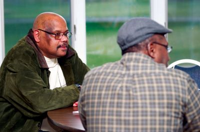 ORRHS Hall of Fame
Billy Andrews sits with his old team mates. (Photo by Felix Perez)
