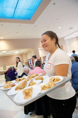 ORRJH Thanksgiving Banquet 
ORR Junior High School eighth-graders hosted the annual Thanksgiving Banquet for Tri-Town Seniors on Sunday, November 22. About 90 student volunteers helped pass out turkey dinners and raffle prizes, and cafeteria staff also volunteered their time to provide a delicious meal of thanks to area senior citizens. Photos by Colin Veitch
