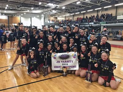 Old Rochester Youth Football and Cheerleading
On Saturday, November 5, three cheer teams from Old Rochester Youth Football and Cheerleading (“ORYF”) competed in the New England Pop Warner Cheer Regional Championship held at the Mass Mutual Center in Springfield, MA. Pictured above: Old Rochester Youth Football and Cheerleading Junior Varsity (levels 1 & 2) Cheerleaders. Photo by Janessa Concesiao
