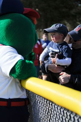 Opening Day
It was Opening Day  for the Old Rochester Little League April 28th. Wally the Green Monster and Former Red Sox Pitcher and South Coast native Brian Rose were on hand for the parade and opening ceremony. Photo by Felix Perez. More photos on page 60 and on line at wanderer.com
