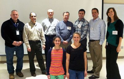 Engineering Seminar
ORR’s technology department hosted an engineering seminar last Wednesday. Students had the opportunity to listen while professional engineers presented about their various lines of work. Pictured here from left to right: (back row) Thomas Norris, a technology teacher at ORRHS; Dave Romano, a silicon engineer from Intel; David Sauerbrey, a mechanical engineer from Titleist; Rick Charon, a civil engineer from Charon Associates; Gus Flaherty, an application and test design engineer from Nye Lubricants; Jamie G
