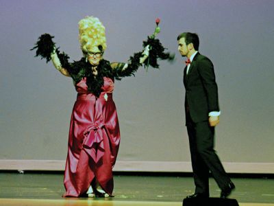 Mr. ORR
The most amusing escort of the "Mr. ORR" formal wear section had to be Mrs. Maureen Bowen, accompanying her son’s friend, Kiernan Besse, in an elaborate costume. Photo by Renae Reints.
