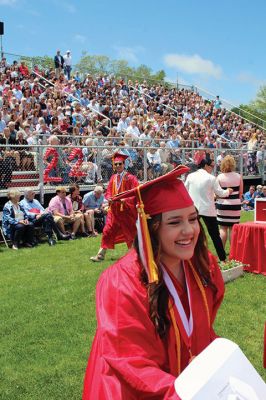 Class of 2022
Old Rochester Regional High School graduates toss their caps high into the air at the conclusion of Saturday's graduation exercises on the Mattapoisett campus. A beautiful Saturday afternoon greeted families, friends and supporters of the Class of 2022, which was led in the procession by Valedictorian Amaya McLeod, Class President Mackenzie Marie Wilson, Class Vice President John Joseph Kassabian and Class Treasurer Eddie Gonet. Photo by Mick Colageo
