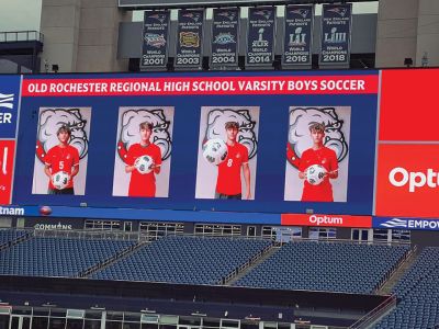 The Old Rochester boys and girls soccer teams played recent games at Gillette Stadium. Photos courtesy ORR District
