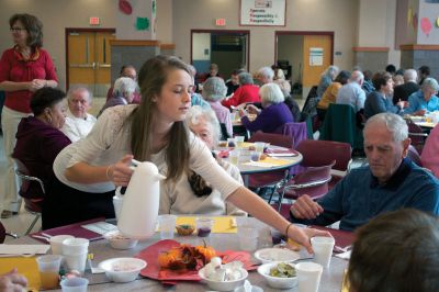 ORR Senior Citizen Thanksgiving Banquet
ORR eighth grader Campbell Donley serves coffee to the guests of the ORR Senior Citizens Thanksgiving Banquet, a school tradition for over 20 years.  Photo by Eric Tripoli.
