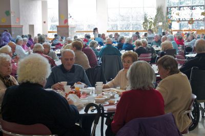 ORR Senior Citizen Thanksgiving Banquet
Over 200 people turned out to the 21st annual ORR Senior Citizens Thanksgiving Banquet on November 18 at the ORR cafeteria.  Members of the eighth grade class volunteered to help in a variety of capacities, from serving food to setting up and decorating the space.  Photo by Eric Tripoli.
