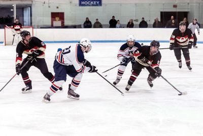 ORR Hockey
ORR Hockey beat Apponequet 5 - 0 at Driscoll arena on Wednesday, January 7th. ( right) ORR players celebrate another goal. Photos by Ryan Feeney
