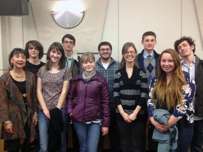 Boston Trip for Paw Prints
Members of the Paw Prints staff who traveled to the  Greater Boston High School Journalism Awards: Front Row (l-r): Former advisor Teresa Dall, Anne Roseman, Evelyn Murdock, Renae Reints, Rose Haznar; Back Row (l-r):Isaiah Kidney, Samuel Resendes, advisor Randy Allain, Adam Costa, Corey Miranda

