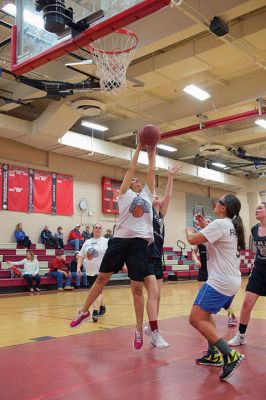 Alumni Basketball
The Old Rochester Regional High School alumni and the ORR boys’ and girls’ basketball teams shared a couple of friendly games of basketball on March 29 during the 2nd annual Old Rochester Regional Hall of Fame Alumni Hoops Classic. The women’s alumni team lost to the girls’ team 45-29, while the men’s alumni team beat the boys’ team in a close game of 75-63. Photos by Colin Veitch
