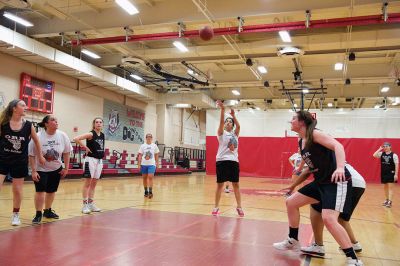 Alumni Basketball
The Old Rochester Regional High School alumni and the ORR boys’ and girls’ basketball teams shared a couple of friendly games of basketball on March 29 during the 2nd annual Old Rochester Regional Hall of Fame Alumni Hoops Classic. The women’s alumni team lost to the girls’ team 45-29, while the men’s alumni team beat the boys’ team in a close game of 75-63. Photos by Colin Veitch
