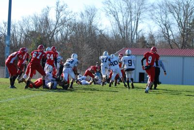 Touchdown!
ORR Senior and co-captain DJ MacDonald makes another touchdown against Apponequet at the Thanksgiving Day game. ORR finished their final home game of the season on top 20 to 13. Photo by Paul Lopes
