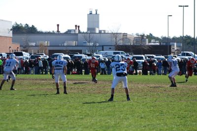 Thanksgiving Football
Hunter Cooney makes the kick to Apponequet at the Thanksgiving Day game. ORR finished their final home game of the season on top 20 to 13. Photo by Paul Lopes
