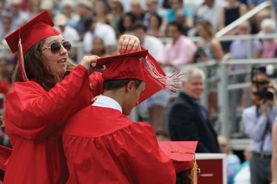 ORR Class of 2018
The future is so bright! Congratulations to the ORR graduation class of 2018! The unexpected sunshine shone down on the ORR commencement ceremony on Saturday, June 2, allowing the event to take place outside. Pictured here, Superintendent Dr. Doug White congratulates graduates as they file past clutching their diplomas. Photo by Jean Perry
