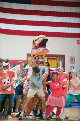 ORR Homecoming Week
Homecoming week always brings along the Friday afternoon pep rally at ORR High School when groups of students from each grade perform a skit, competing against each other for the top spot. Here, a senior performs in a skit based on the animated film Mulan. Photo by Colin Veitch 
