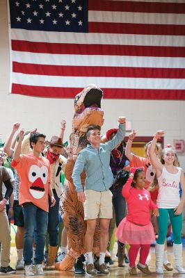 ORR Homecoming Week
Homecoming week always brings along the Friday afternoon pep rally at ORR High School when groups of students from each grade perform a skit, competing against each other for the top spot. Here, a senior performs in a skit based on the animated film Mulan. Photo by Colin Veitch 
