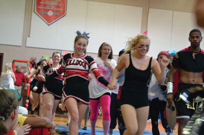 ORR Spirt Week
It was seniors versus juniors versus sophomores versus freshman at the Old Rochester Regional High School Homecoming Pep Rally on Friday, October 17. Every year, each grade competes against each other for best skit, traditionally an ORR-themed parody of a movie. Can you guess what each grade level chose for their skit? Photos by Jean Perry
