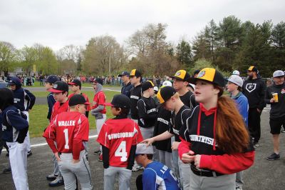 Old Rochester Youth Baseball League
The first Opening Day since 2019 brought out Old Rochester Youth Baseball League players and their families on Saturday morning in Rochester. A parade began at the Dexter Lane baseball complex and made its way to Gifford Park, where ORYB’s David Arancio recognized the many years of service from Derek Mello, Peter Vieira and David Nelson, who all threw ceremonial first pitches. Players in their final season were also recognized. Photos by Mick Colageo
