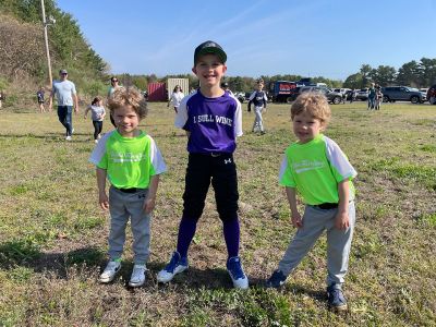 Old Rochester Youth Baseball League
From left, Henry Bungert, Noah Perry and Obed Bungert on Opening Day for the Old Rochester Youth Baseball League on May 3 at Gifford Park in Rochester. Photo courtesy Jim Perry
