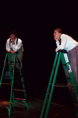 Our Town
Stephen Lacombe, left, and Holly Cardoza, right, play George and Emily, two teenagers who fall in love in a sleepy New Hampshire town in Thornton Wilders classic American play Our Town. The Old Rochester Regional High School drama club will be presenting Our Town on November 19 - 21. Photo by Anne O'Brien-Kakley. OBrien-Kakley.
