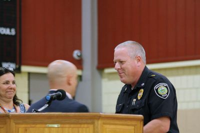 Senior Awards Night at Old Colony Regional Vocational Technical High
During the Senior Awards Night at Old Colony Regional Vocational Technical High School on May 31, Superintendent-Director Aaron Polansky surprised Rochester Police Chief Paul Magee with an award honoring him for all the years of community building and support he provided the school during his tenure as chief.
