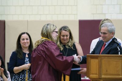 Senior Awards Night at Old Colony Regional Vocational Technical High
During the Senior Awards Night at Old Colony Regional Vocational Technical High School on May 31, Superintendent-Director Aaron Polansky surprised Rochester Police Chief Paul Magee with an award honoring him for all the years of community building and support he provided the school during his tenure as chief.
