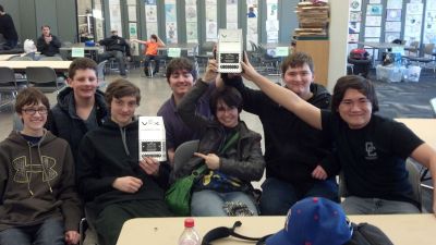 Old Colony Robotics Team
The Old Colony Robotics Team is pictured here with its trophy at the Vex Robotics competition at BCC on January 21. They are moving onto the regionals. Photo courtesy of Missy Rocha Farias
