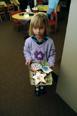 Library Crafts
On Saturday, December 19, 2009, the Mattapoisett Free Public Library hosted a ornament-making session. Children made seaside-themed holiday ornaments that included seashells, starfish, whelks, and everyone's favorite, Salty the Seahorse. Photo by Felix Perez.
