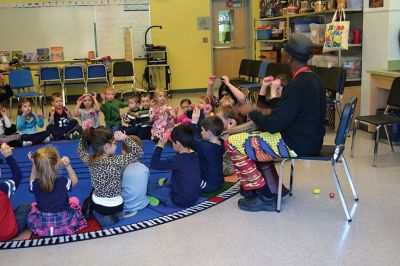 Otha Day
Drum master Otha Day spent the day with Rochester Memorial School students on November 21, giving lessons on rhythm and handing out percussion instruments, including drums and shakers, during drumming workshops held throughout the day. Photos By Jean Perry
