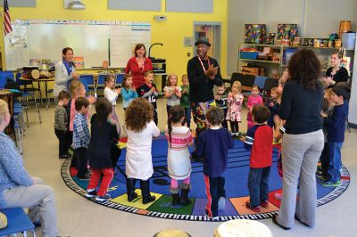 Otha Day
Drum master Otha Day spent the day with Rochester Memorial School students on November 21, giving lessons on rhythm and handing out percussion instruments, including drums and shakers, during drumming workshops held throughout the day. Photos By Jean Perry
