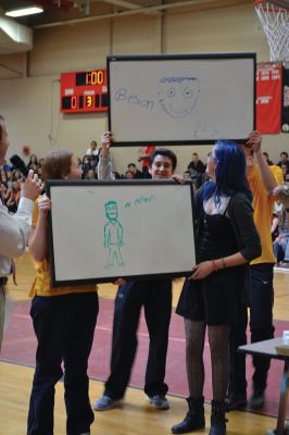 ORR Pep Rally
Principal Michael Devoll gave Old Rochester Regional High School students a “shot in the arm” of school spirit on Friday January 31 – rather overdue for a school with a varsity basketball team currently in first place, a number of losing streaks in sports that have finally come to an end, and an undefeated debate team, among other reasons for students to be proud. Photo by Jean Perry
