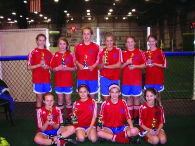 Mariner Girls Soccer
The U-12 Mariner Girls Soccer Team, pictured here, are the Champions of the U-12 Winter Indoor session at Champions in New Bedford! Back row (left to right): Bailey Truesdale, Emily Beaulieu, Morgan Browning, Kaleigh Goulart, Nicole Gifford, Syd Blanchard. Front row (left to right): Camille Filloramo, Arden Goguen, Kate Martin, and Sam  Blanchard (not pictured: Anne Martin and Hannah Abrantes)
