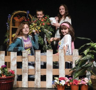 PLAY archie2
Buzzards Play Productions Youth Theatre in Wareham will put on the zany, springtime comedy, “Archie and the Wallflower,” at 7:30 p.m. on May 3, 4, and 5. Some of the cast members recently gathered on the set (from left to right, bottom row, Danyel Baker and Naomi Oliver, both from Wareham, and, top row, Christopher Savino and Lauren Gonsalves, both of Marion).
