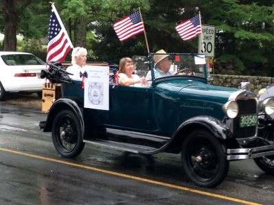 4th of July Parade
The annual 4th of July Parade in Marion was a great sucess dispite the rain. There was music, vintage cars, fire engines clowns with candy and even a shark car! Photo by Katy Fitzpatrick.
