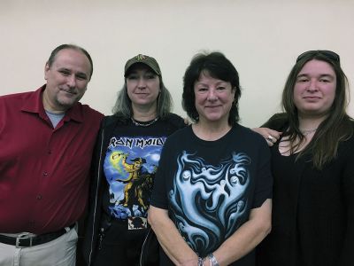 S.P.I.R.I.T.S
On October 5, a team of investigators from S.P.I.R.I.T.S of New England gave a presentation that explored what paranormal activities are, their work identifying spirit activity, and the tools used to record or refute paranormal events. (L-R:) founding member Jack Kenna, co-founder Sharon Koogler, founding member Ellen MacNeil, and investigator Sarah Campbell. Photo by Marilou Newell
