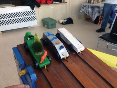Pinewood Derby
Mattapoisett Pack 53 held its Pinewood Derby on March 9 at the Mattapoisett Congregational Church. The Cub Scout division had 14 entries, and the Enthusiasts division had 11 entries. The five fastest Cub Scouts cars going to the regional competition in Rochester on March 23: 1st Gabe Michaud, 2nd Kyle Pina, 3rd Thomas Tseki, 4th Matthew Crain, and 5th Eamon Perez. Matthew Crain's blue and gold lego car won Best Scout Theme car, and the Most Unique Design went to Liam Garvin's camping car.  
