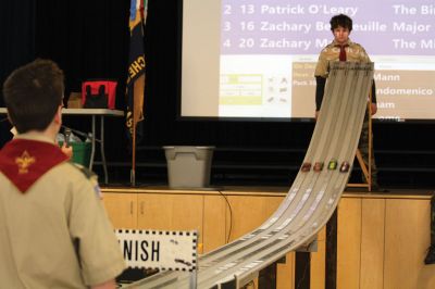 Pinewood Derby
Cub Scouts Pack 30 held its annual Pinewood Derby on Saturday, January 13 at Rochester Memorial School. The pinewood derby is a tradition that was started back in 1963 in Manhattan Beach, California and persists to this day. In addition to placing as the fastest cars, the scouts’ cars are also awarded for design and creativity. Photos by Jean Perry
